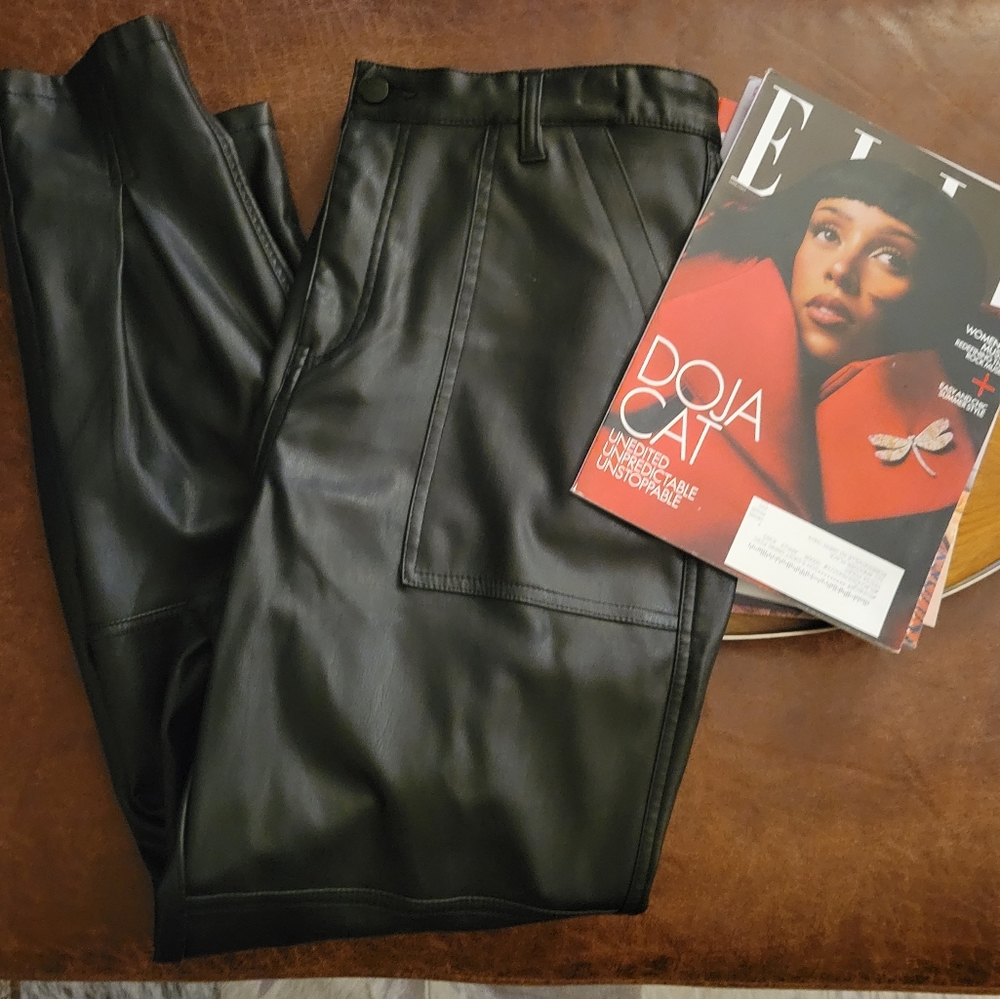 AND NOW THIS Chic Faux Leather Utility Pants